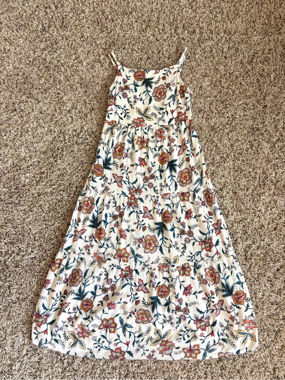 Girls Old Navy Cream Floral Tiered Boho Feminine Maxi XL 14